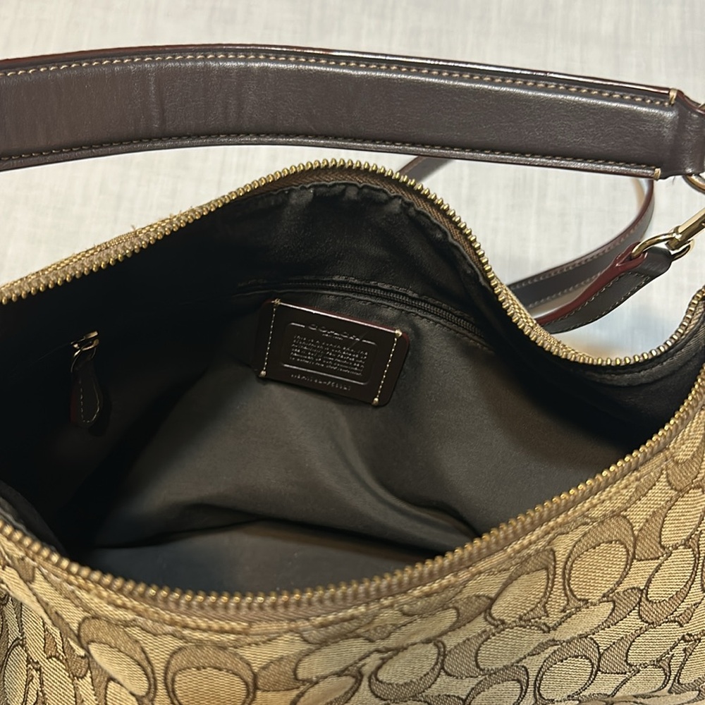 Coach Tan and Brown Signature Shoulder Bag/Crossbody Bag - Picture 6 of 7